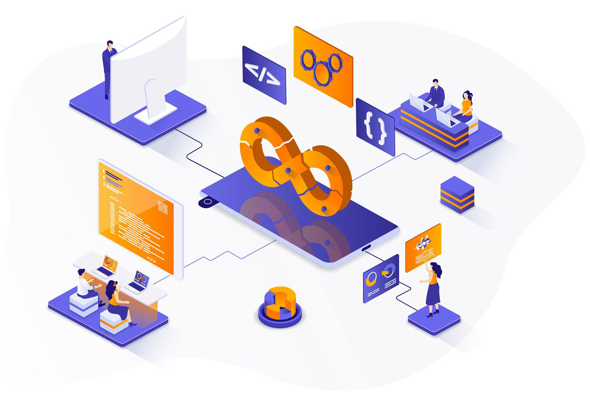 devops-isometric-web-banner-vector